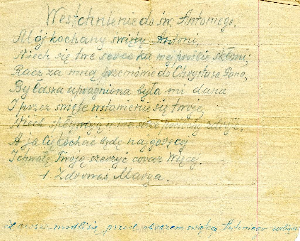KKE 2269-a.jpg - Dok. List. Marii Kołakowskiej (z domu Bujko) do Św. Antoniego, początek XX wieku.